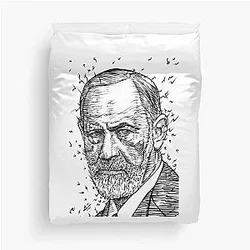 Sigmund Freud ink portrait Duvet Cover