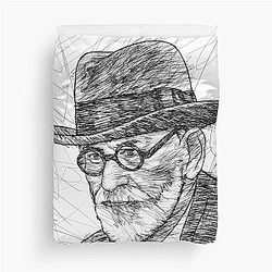 Sigmund Freud Ink Portrait Duvet Cover