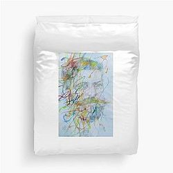 Sigmund Freud watercolor and Acrylic Portrait Duvet Cover