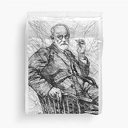 Sigmund Freud Pencil Portrait Duvet Cover