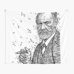 Sigmund Freud Ink Portrait Tapestry