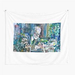 Sigmund Freud watercolor portrait tapestry