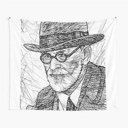 Sigmund Freud ink portrait tapestry