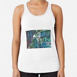 Sigmund Freud in his studio watercolor portrait Racerback Tank Top