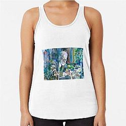 Sigmund Freud Writing Watercolor Portrait Racerback Tank Top