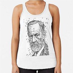 Sigmund Freud Ink Portrait Racerback Tank Top