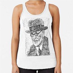 Sigmund Freud ink portrait Racerback Tank Top