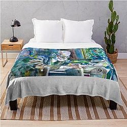 Sigmund Freud Watercolor Portrait Throw Blanket