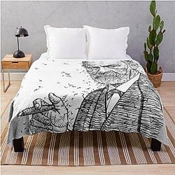 Sigmund Freud ink portrait Throw Blanket