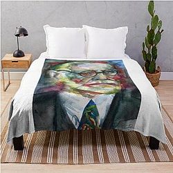 Sigmund Freud - watercolor portrait. Throw Blanket