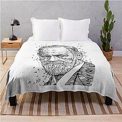Sigmund Freud Ink Portrait Throw Blanket