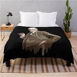 Illustration of Sigmund Freud - founder of psychoanalysis Throw Blanket