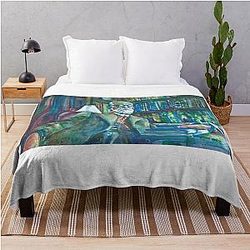 Sigmund Freud in his studio watercolor portrait throw blanket