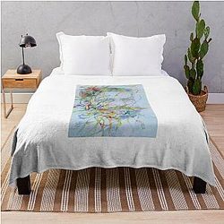 Sigmund Freud watercolor and portrait throw blanket