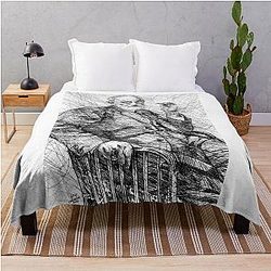 Sigmund Freud pencil portrait Throw Blanket