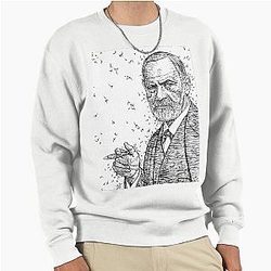 Sigmund Freud Ink Portrait Pullover Sweatshirt