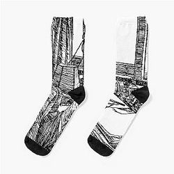 Sigmund Freud Ink Portrait 3 Socks