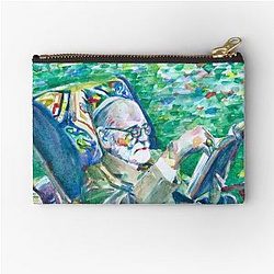 Sigmund Freud reading Watercolor Portrait Zipper Pouch