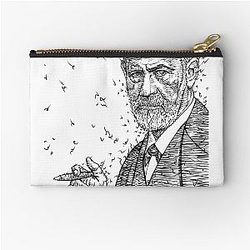 Sigmund Freud ink portrait zipper pouch
