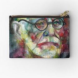 SIGMUND FREUD - Watercolor Portrait Zipper Pouch
