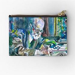 Sigmund Freud watercolor portrait Zipper Pouch