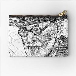 Sigmund Freud ink portrait Zipper Pouch