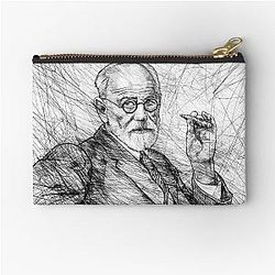 Sigmund Freud pencil portrait Zipper Pouch