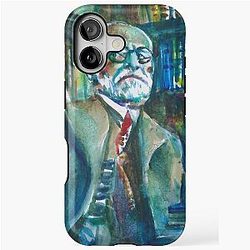 Sigmund Freud in his studio watercolor portrait iPhone case