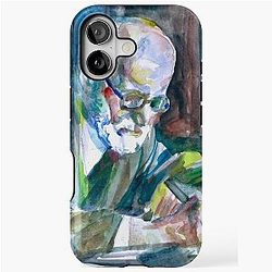 SIGMUND FREUD watercolor portrait iPhone case