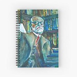 Sigmund Freud in his studio watercolor portrait Spiral Notebook