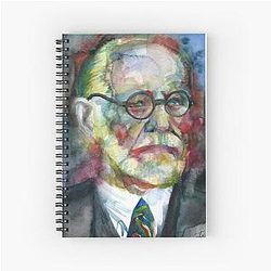 Sigmund Freud - Watercolor Portrait Spiral Notebook