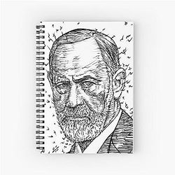 Sigmund Freud Ink Portrait Spiral Notebook