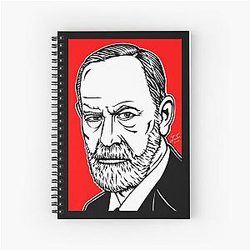 Sigmund Freud Ink Acrylic Portrait Spiral Notebook