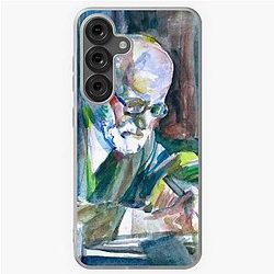Sigmund Freud writing watercolor portrait Samsung Galaxy Soft Case