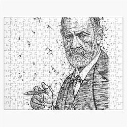 Sigmund Freud ink portrait Jigsaw Puzzle