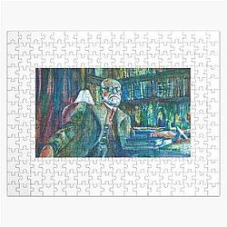 Sigmund Freud in his studio watercolor portrait Jigsaw Puzzle