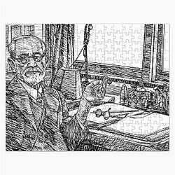 Sigmund Freud ink portrait Jigsaw Puzzle