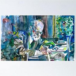Sigmund Freud Watercolor Portrait Poster