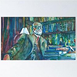 Sigmund Freud in his studio watercolor portrait Poster