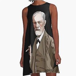 Illustration of Sigmund Freud, founder of psychoanalysis, psychology A-Line Dress
