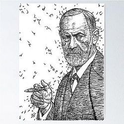 Sigmund Freud ink portrait Poster
