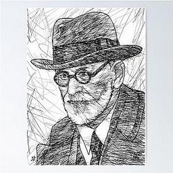 Sigmund Freud ink portrait Poster