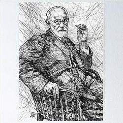 Sigmund Freud pencil portrait Poster
