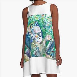 Sigmund Freud reading - portrait A-Line Dress