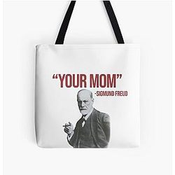 Your Mom - Sigmund Freud Red Print Tote Bag