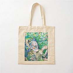 Sigmund Freud reading watercolor portrait Cotton Tote Bag