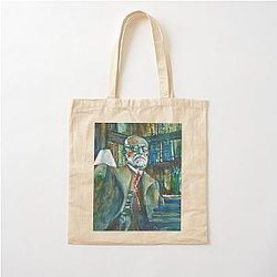 Sigmund Freud in his studio watercolor portrait Cotton Tote Bag