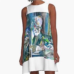 Sigmund Freud Watercolor Portrait A-Line Dress