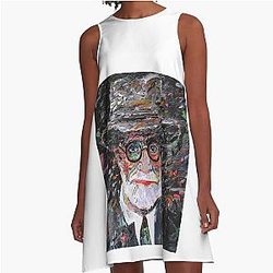 Sigmund Freud acrylic portrait a line dress