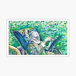 Sigmund Freud reading watercolor portrait sticker
